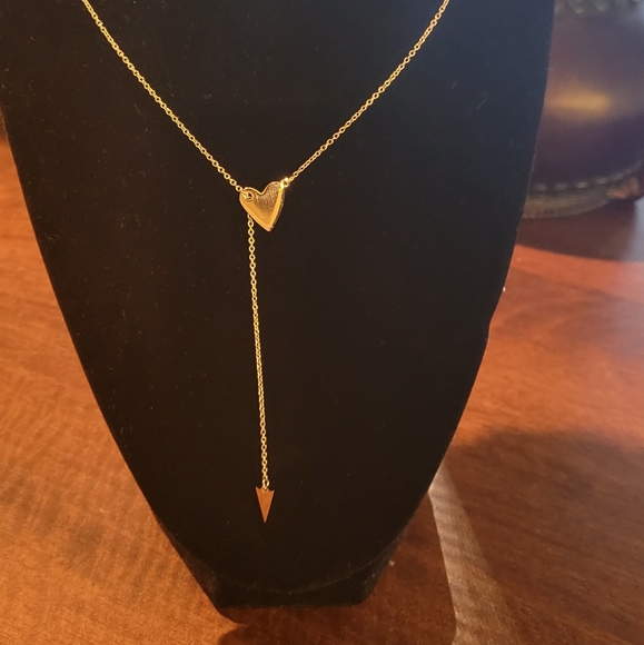 Heart and Arrow Cupid Valentines Adjustable Lariat Necklace silver #5 - Picture 4 of 8